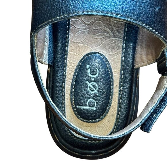 BOC Born Concept Vegan Leather Sandals 7M Black Casual Comfort Summer Toe Loop - Picture 8 of 11